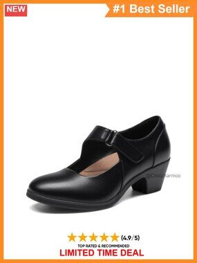 Women's Mary Jane Pumps Chunky Block Heels Faux Leather Buckle Ankle Strap